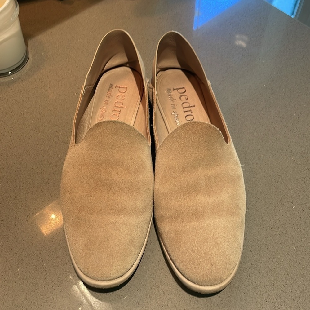 Pedro Garcia Yoshi Suede Slip On Taupe size 7.5 or 38.5)